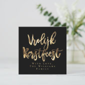 Vrolijk kerstman Elegant Black Gold Script Nederla Feestdagenkaart (Staand voorkant)