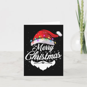 Vrolijk Kerstman Gezicht Met Rood Pet Lichten XMA Kaart