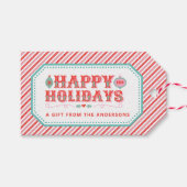 Vrolijk Kerstman gezicht | Prettige feestdagen €? Cadeaulabel (Voorkant (Horizontaal))