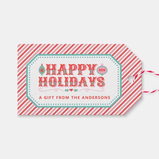 Vrolijk Kerstman gezicht | Prettige feestdagen €? Cadeaulabel (Voorkant (Horizontaal))