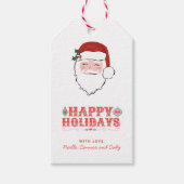 Vrolijk Kerstman gezicht | Prettige feestdagen €? Cadeaulabel (Voorkant)