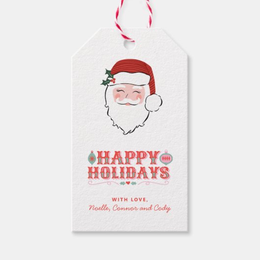 Vrolijk Kerstman gezicht | Prettige feestdagen €? Cadeaulabel (Voorkant)