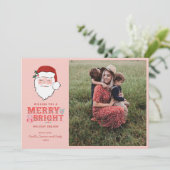 Vrolijk Kerstman gezicht | Vrolijk en helder | Fot Feestdagenkaart (Staand voorkant)