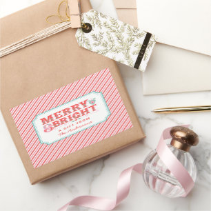 Vrolijk Kerstman gezicht   Vrolijk en helder Rechthoekige Sticker