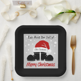 Vrolijk Kerstman Hoed/Laarzen Papier Bord