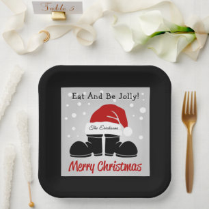 Vrolijk Kerstman Hoed/Laarzen Papier Bord