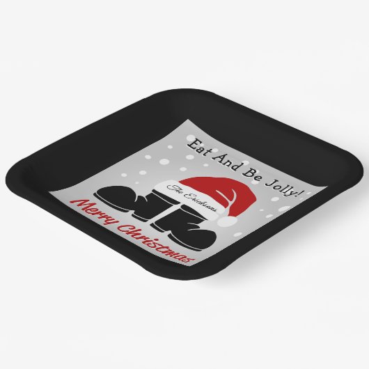 Vrolijk Kerstman Hoed/Laarzen Papier Bord (Gebogen)