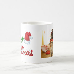 Vrolijk Kerstman Hoed rood groen fotoscript Koffiemok