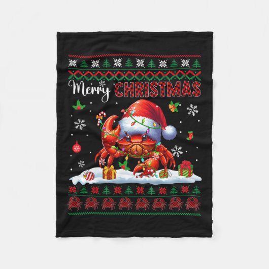 Vrolijk Kerstman Krab Trui Zee Dieren Lov Fleece Deken (Voorkant)