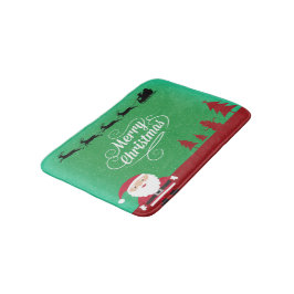 Vrolijk Kerstman Rendier Sneeuwvlokken Groen Badmat