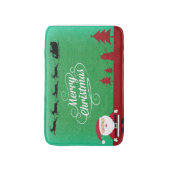 Vrolijk Kerstman Rendier Sneeuwvlokken Groen Badmat (Voorkant Verticaal)