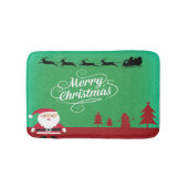 Vrolijk Kerstman Rendier Sneeuwvlokken Groen Badmat (Voorkant)