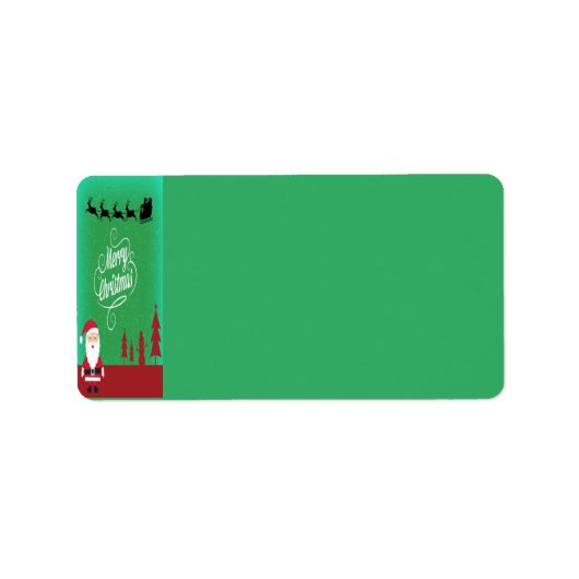 Vrolijk Kerstman Rendier Sneeuwvlokken Groen Etiket (Voorkant)