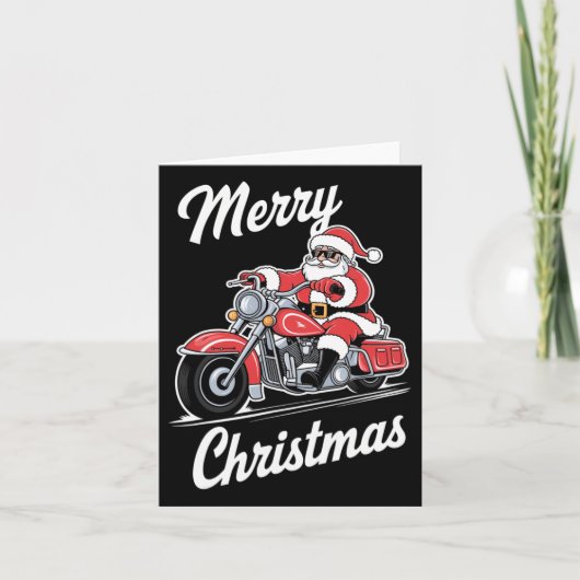 Vrolijk Kerstman Rijden Motorfiets Biker Love Kaart (Voorkant)