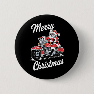 Vrolijk Kerstman Rijden Motorfiets Biker Love Ronde Button 5,7 Cm