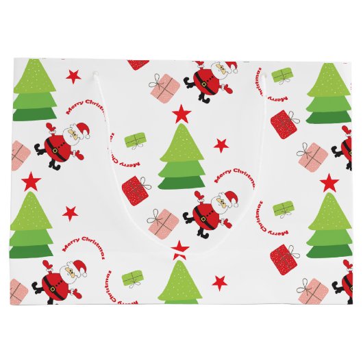 Vrolijk Kerstman rood en groen Groot Cadeauzakje (Achterkant)