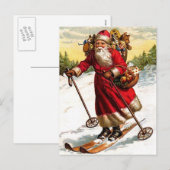 Vrolijk Kerstman Skiing Feestdagenkaart (Voorkant / Achterkant)