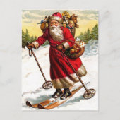 Vrolijk Kerstman Skiing Feestdagenkaart (Voorkant)