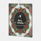 Vrolijk kerstmandala design glas ornament (Voorkant links)