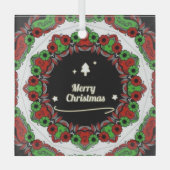 Vrolijk kerstmandala design glas ornament (Voorkant)