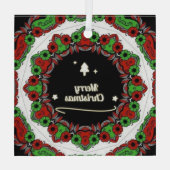 Vrolijk kerstmandala design glas ornament (Achterkant)