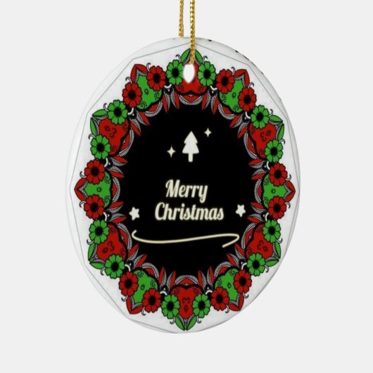 Vrolijk kerstmandala design keramisch ornament (Rechts)