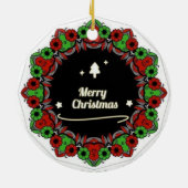 Vrolijk kerstmandala design keramisch ornament (Achterkant)