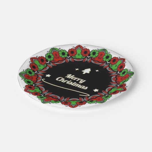 Vrolijk kerstmandala design papieren bordje (Gekanteld)