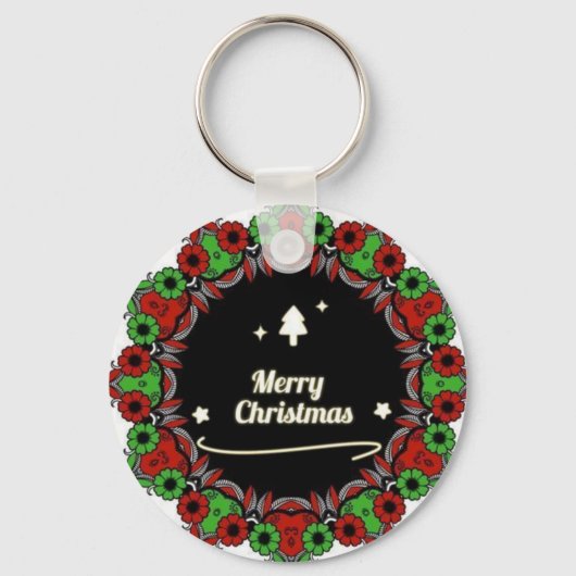 Vrolijk kerstmandala design sleutelhanger (Voorkant)