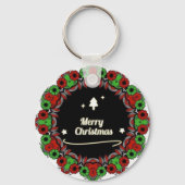 Vrolijk kerstmandala design sleutelhanger (Achterkant)
