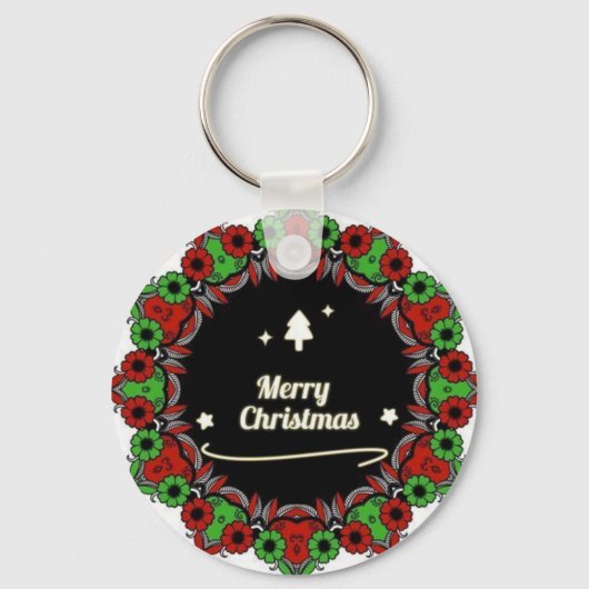 Vrolijk kerstmandala design sleutelhanger (Achterkant)