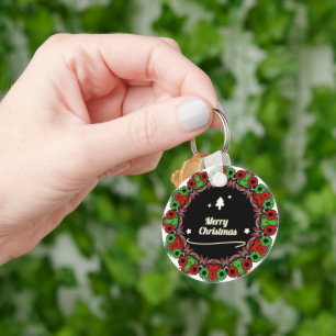 Vrolijk kerstmandala design sleutelhanger