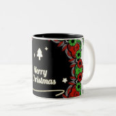Vrolijk kerstmandala design tweekleurige koffiemok (Voorkant rechts)