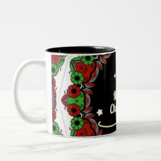 Vrolijk kerstmandala design tweekleurige koffiemok