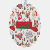 Vrolijk kerstmannetje en opa monogram | ornament kaart (Links)