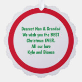 Vrolijk kerstmannetje en opa monogram | ornament kaart (Achterkant)