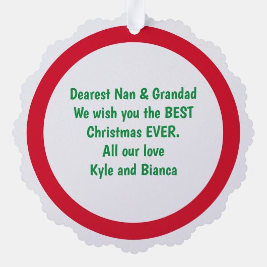 Vrolijk kerstmannetje en opa monogram | ornament kaart (Achterkant)