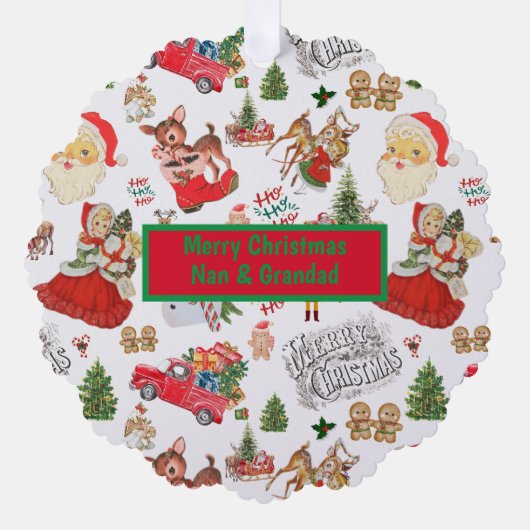 Vrolijk kerstmannetje en opa monogram | ornament kaart (Voorkant)