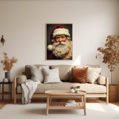 Vrolijk kerstmanportret met feestelijke gloed poster