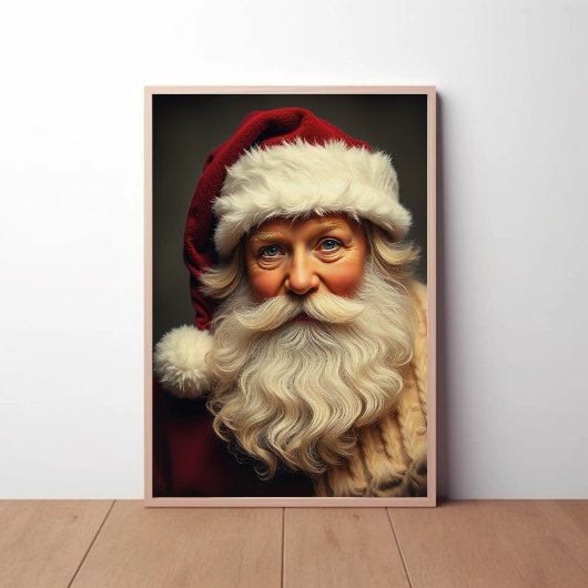 Vrolijk kerstmanportret met feestelijke gloed poster