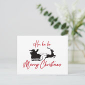 Vrolijk kerstmanslee en rendier briefkaart (Staand voorkant)