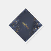 Vrolijk kerstmarineblauw en gouden Typografie Servet (Hoek)