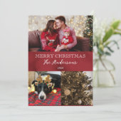 Vrolijk Kerstmarron Winter Sneeuw Feestdagenkaart (Staand voorkant)
