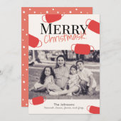 Vrolijk kerstmasker patroon kerstfotokaart feestdagenkaart (Voorkant / Achterkant)