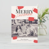 Vrolijk kerstmasker patroon kerstfotokaart feestdagenkaart (Staand voorkant)