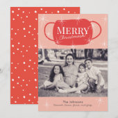 Vrolijk Kerstmasker Retro Roze Kerstfotokaart Feestdagenkaart (Voorkant / Achterkant)