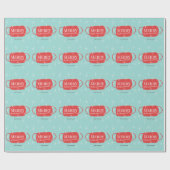 Vrolijk Kerstmasker Rood Maskerpatroon Blauw Kerst Cadeaupapier (Vlak)