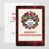 Vrolijk kerstmasker verlicht COVID Pathogen Mask X Feestdagenkaart (Voorkant / Achterkant)