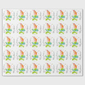 Vrolijk kerstmeisje en sneeuwvlokken op maat cadeaupapier (Vlak)