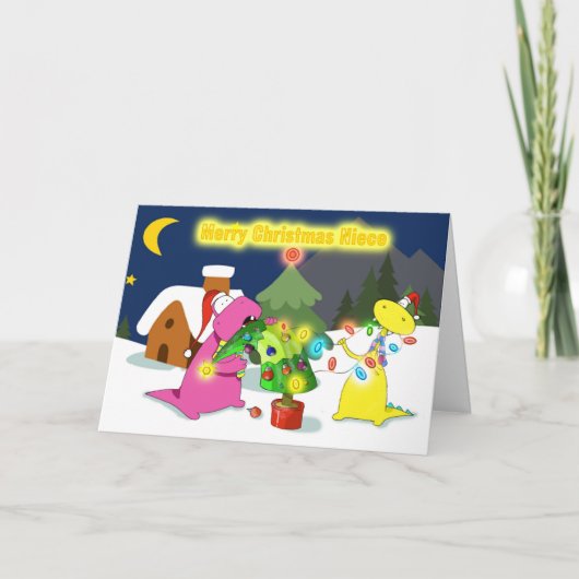 vrolijk kerstmeisje feestdagen kaart (Voorkant)